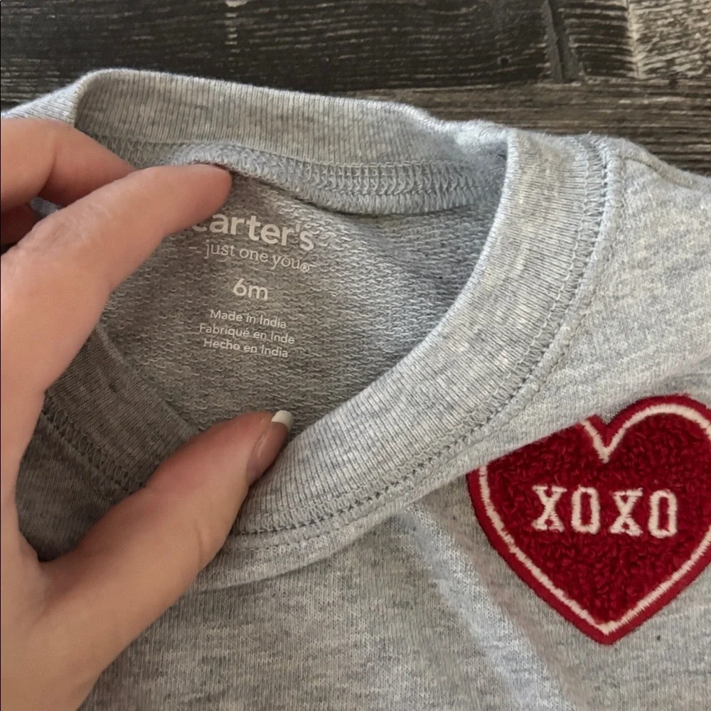 Carter's Gray Baby Outfit with Xoxo Red Heart Patch